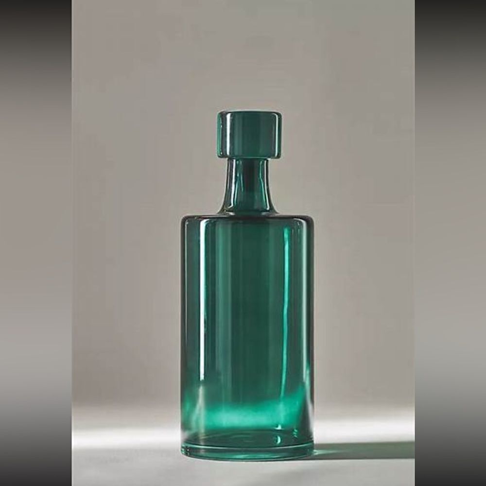 Anthropologie Morgan Decanter Tall Dark Turquoise Pre Owned